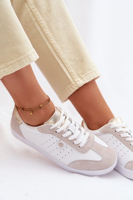 Chaussures modèle baskets FémininActivéturalnej Skóry S.Barski LR61-7091 couleur blanche