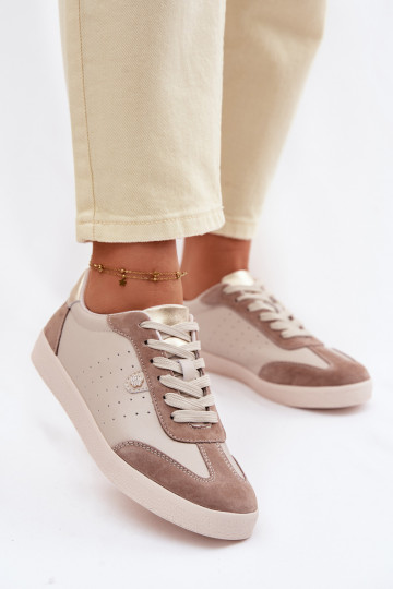 Chaussures de sport pour femmes en cuir naturel S.Barski LR61-7091 beige 2