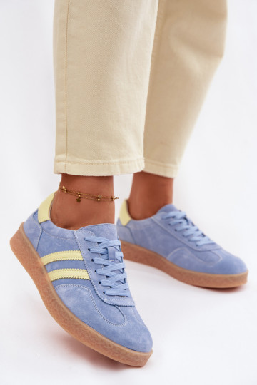 Peau en daim Chaussures modèle baskets Féminin S.Barski LR61-7089 couleur bleue 2