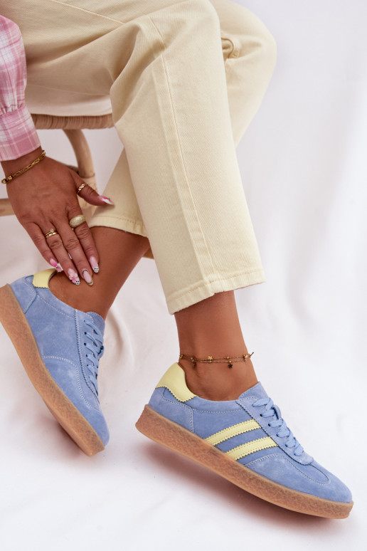 Peau en daim Chaussures modèle baskets Féminin S.Barski LR61-7089 couleur bleue