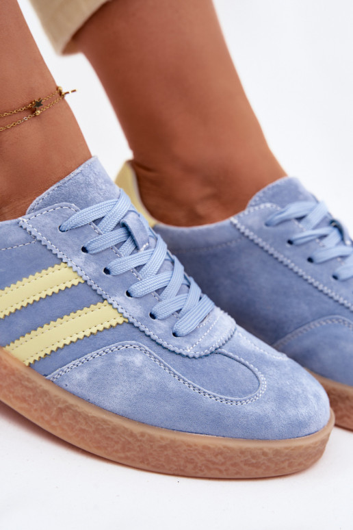 Peau en daim Chaussures modèle baskets Féminin S.Barski LR61-7089 couleur bleue