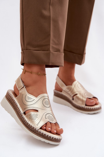 Peau Sandales à plateforme S.Barski GR61-5916 couleur dorée 2