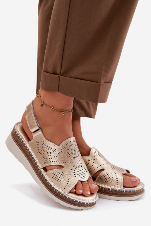 Peau Sandales à plateforme S.Barski GR61-5916 couleur dorée