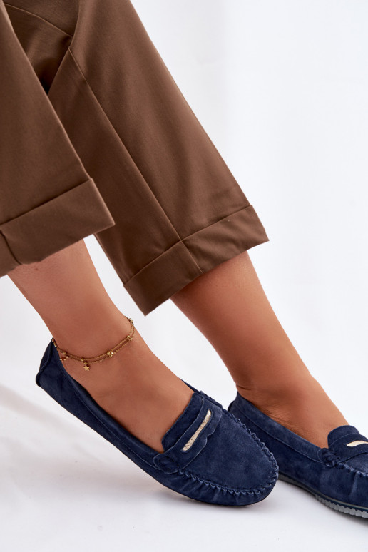 isocèle mocassins pour femmesActivéturalnego en daimu S.Barski LR61-7029 bleu foncé