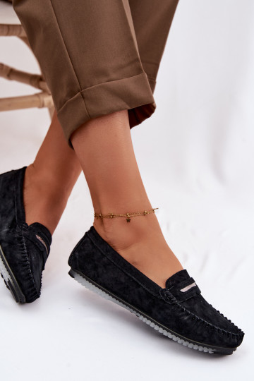 isocèle mocassins pour femmesActivéturalnego en daimu S.Barski LR61-7029 couleur noire