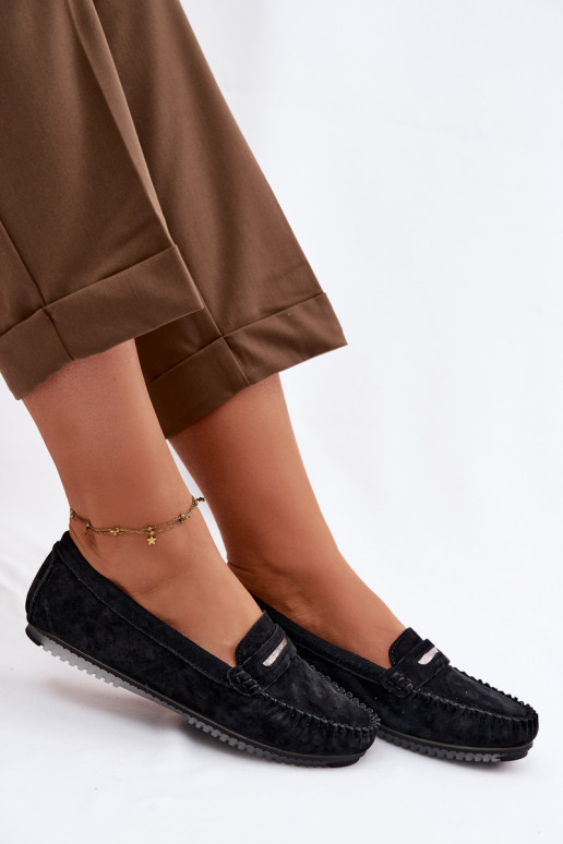 isocèle mocassins pour femmesActivéturalnego en daimu S.Barski LR61-7029 couleur noire