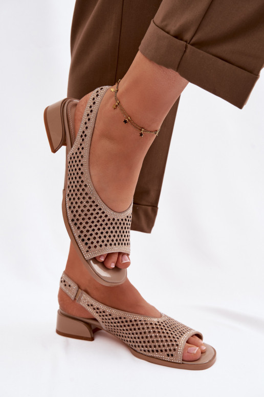 Décoré Sandales ajourées Féminin en daim Klocke D&A CR61-3131 beige