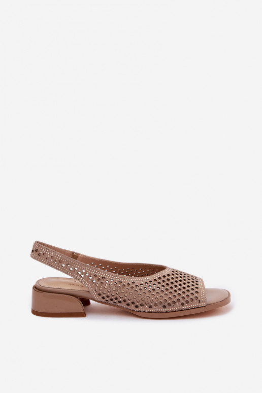 Décoré Sandales ajourées Féminin en daim Klocke D&A CR61-3131 beige