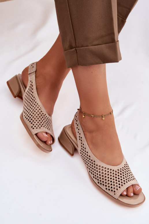 Décoré Sandales ajourées Féminin en daim Klocke D&A CR61-3131 beige