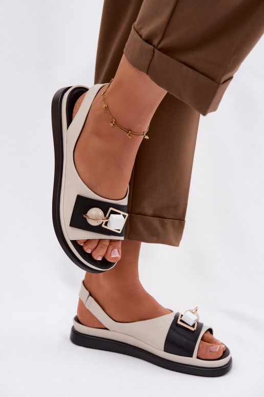 Sandales pour femmes Féminin avec des ornements D&A GR61-5932 beige