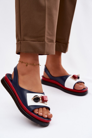 Sandales pour femmes Féminin avec des ornements D&A GR61-5932 bleu foncé 2