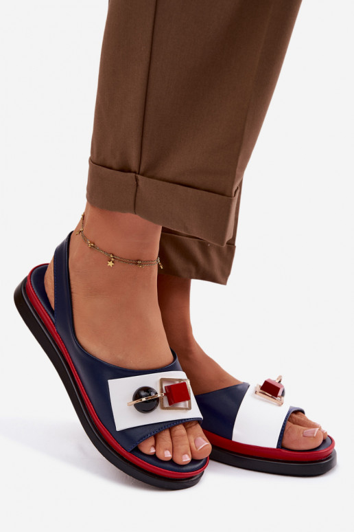 Sandales pour femmes Féminin avec des ornements D&A GR61-5932 bleu foncé