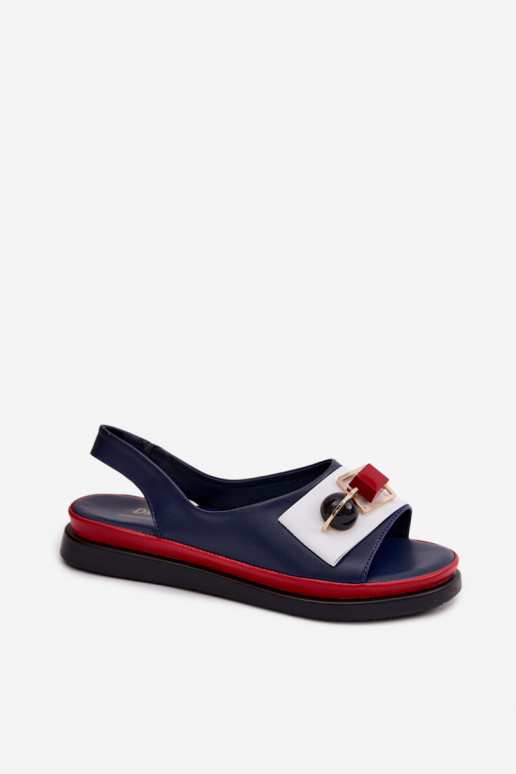 Sandales pour femmes Féminin avec des ornements D&A GR61-5932 bleu foncé