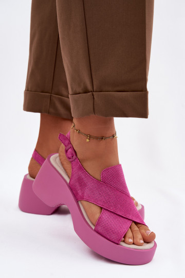 Sandales à plateforme pour femmes S.Barski LR61-7005 couleur rose
