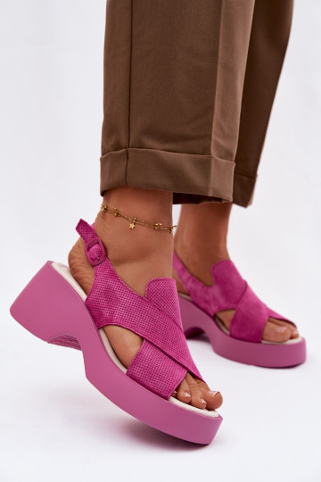 Sandales à plateforme pour femmes S.Barski LR61-7005 couleur rose 2