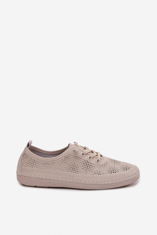 Peau avec des éléments ajourés chaussures Féminin S.Barski LR61-7083 beige
