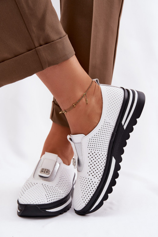 Un modèle convaincant chaussures FémininActivéturalnej Skóry S.Barski LR61-7092 couleur blanche