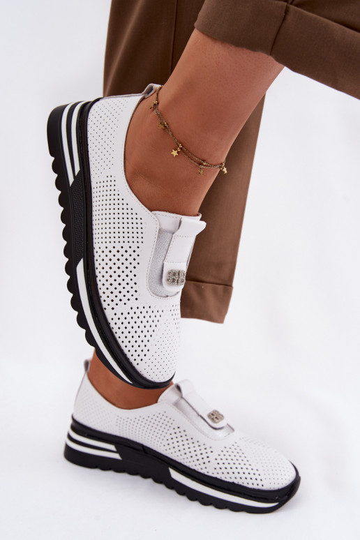 Un modèle convaincant chaussures FémininActivéturalnej Skóry S.Barski LR61-7092 couleur blanche