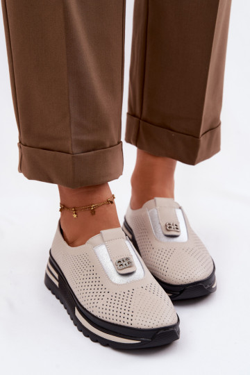 Un modèle convaincant chaussures FémininActivéturalnej Skóry S.Barski LR61-7092 beige