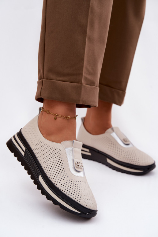 Un modèle convaincant chaussures FémininActivéturalnej Skóry S.Barski LR61-7092 beige