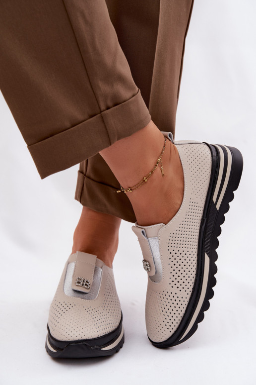 Un modèle convaincant chaussures FémininActivéturalnej Skóry S.Barski LR61-7092 beige