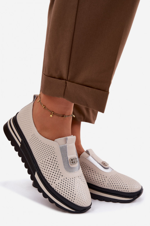 Un modèle convaincant chaussures FémininActivéturalnej Skóry S.Barski LR61-7092 beige