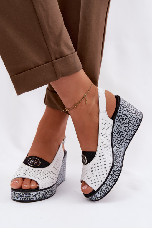Peau Sandales à plateforme S.Barski LR61-7010 couleur blanche