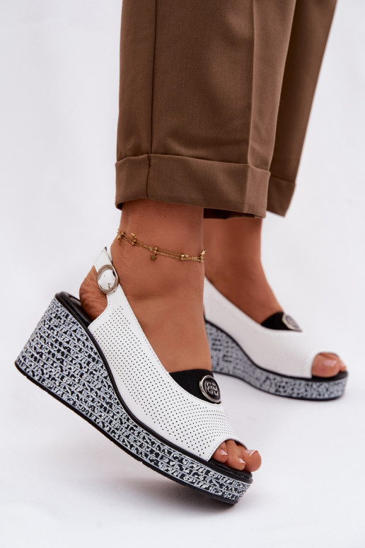 Peau Sandales à plateforme S.Barski LR61-7010 couleur blanche