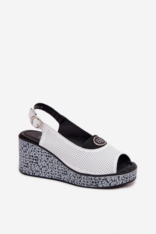 Peau Sandales à plateforme S.Barski LR61-7010 couleur blanche