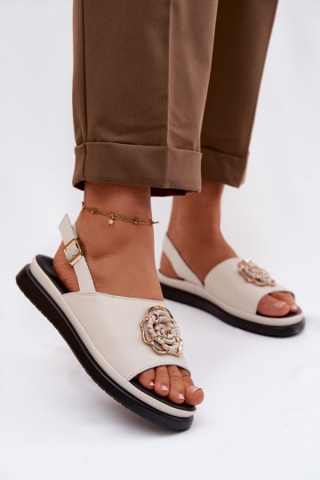 Sandales pour femmes avec détails ornés D&A GR61-5937 couleur sable 2