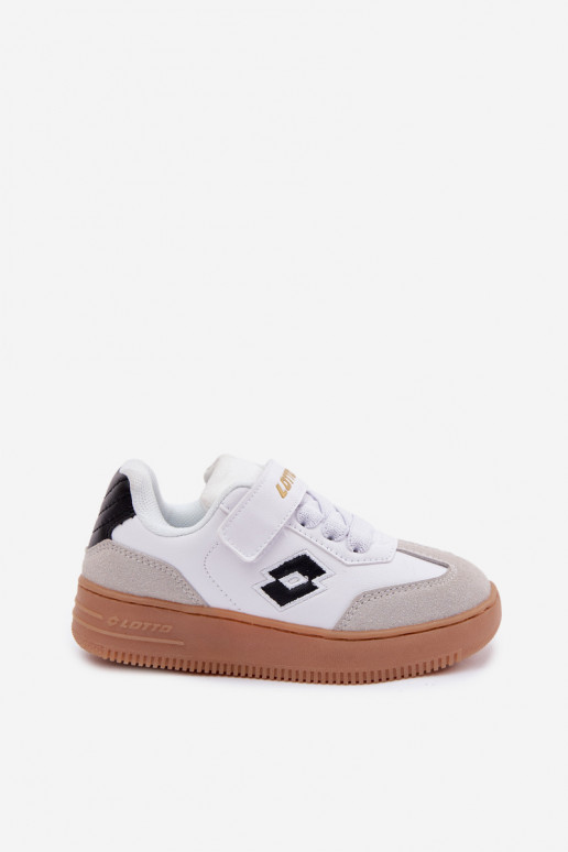 Chaussures modèle baskets Puéril avec attaches adhésives LOTTO MAKERA 2601250K couleur blanche