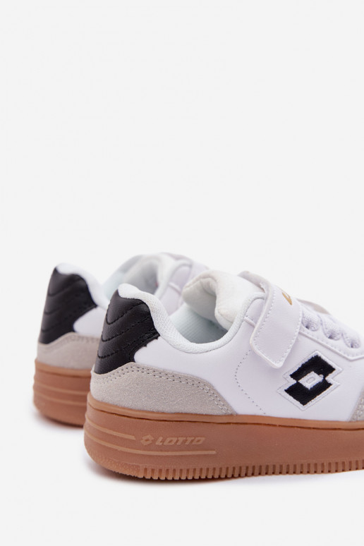 Chaussures modèle baskets Puéril avec attaches adhésives LOTTO MAKERA 2601250K couleur blanche