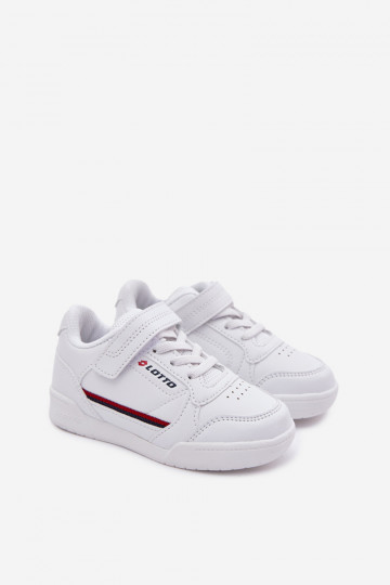 Baskets sport pour enfants LOTTO NANDU 2600310K avec fermetures auto-agrippantes en blanc