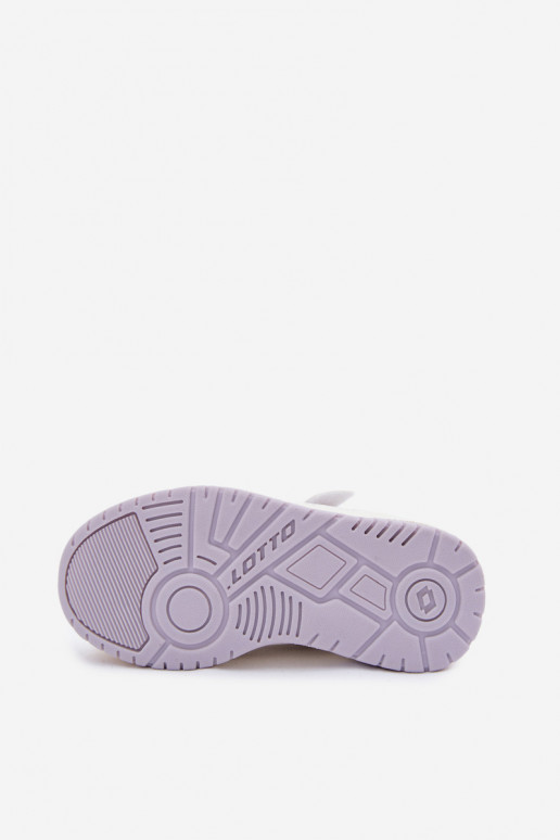 Chaussures modèle baskets Puéril avec attaches adhésives LOTTO GROOVIN 2600130K Blanc-Couleur violette