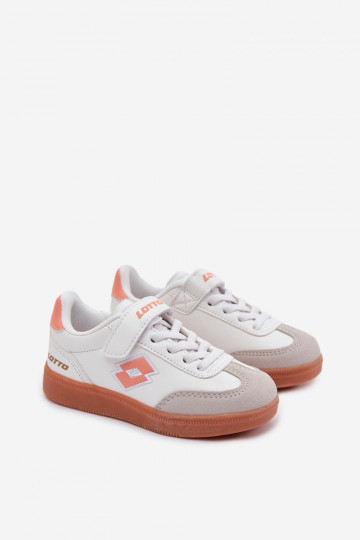 Chaussures modèle baskets Puéril avec attaches adhésives LOTTO VINTAL MF 2600252K Blanc-couleur orange