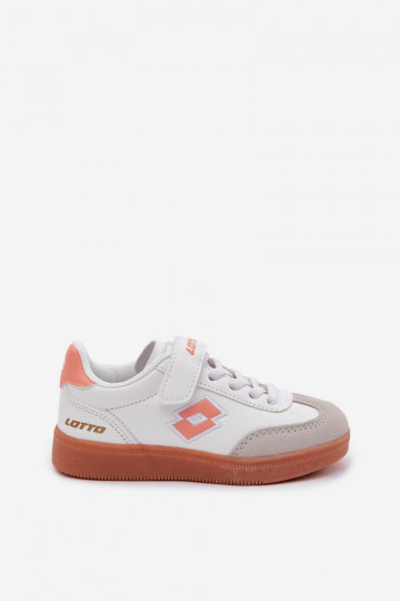 Chaussures modèle baskets Puéril avec attaches adhésives LOTTO VINTAL MF 2600252K Blanc-couleur orange 2