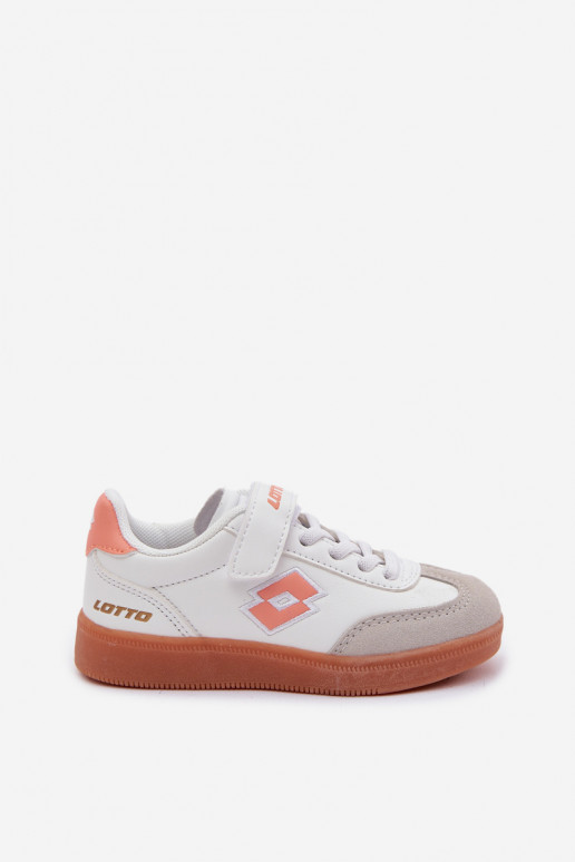 Chaussures modèle baskets Puéril avec attaches adhésives LOTTO VINTAL MF 2600252K Blanc-couleur orange