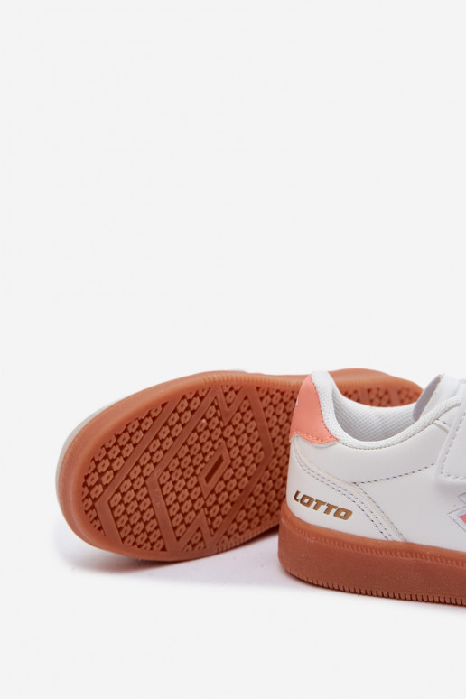 Chaussures modèle baskets Puéril avec attaches adhésives LOTTO VINTAL MF 2600252K Blanc-couleur orange