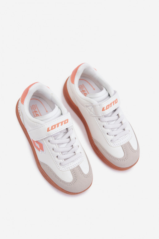 Chaussures modèle baskets Puéril avec attaches adhésives LOTTO VINTAL MF 2600252K Blanc-couleur orange