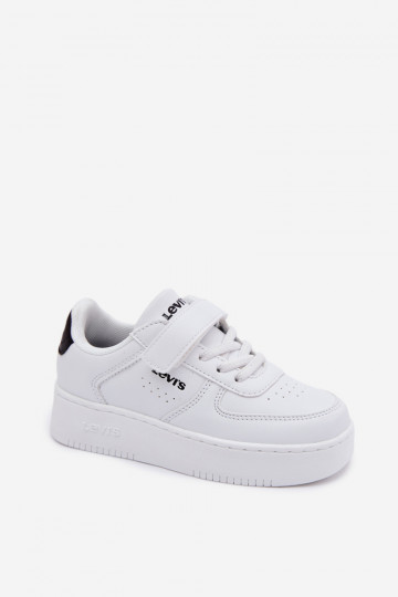 Baskets sport pour enfants LEVI'S NEIN UNION BOLD VUNB0001S avec fermetures auto-agrippantes en blanc
