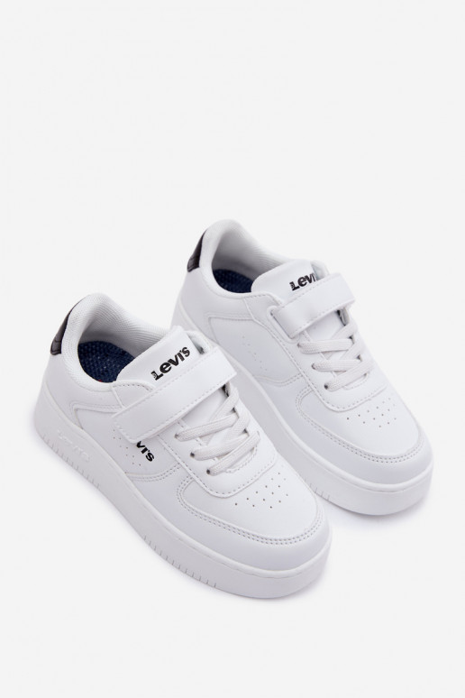 Chaussures modèle baskets Puéril avec attaches adhésives LEVI'S NEDANS UNION BOLD VUNB0001S couleur blanche