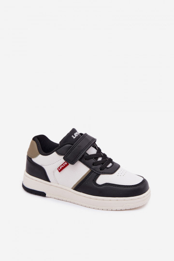 Baskets sport pour enfants LEVI'S KICK SE VIRV0152S avec fermetures auto-agrippantes en blanc-noir