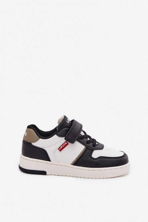 Chaussures modèle baskets Puéril avec attaches adhésives LEVI'S KICK SE VIRV0152S Blanc-couleur noire