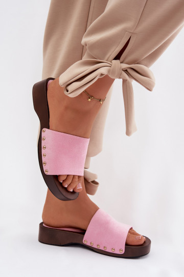 Pantoufles pour femmes Ze couleur doréemi Goujons couleur rose Ferinna 2