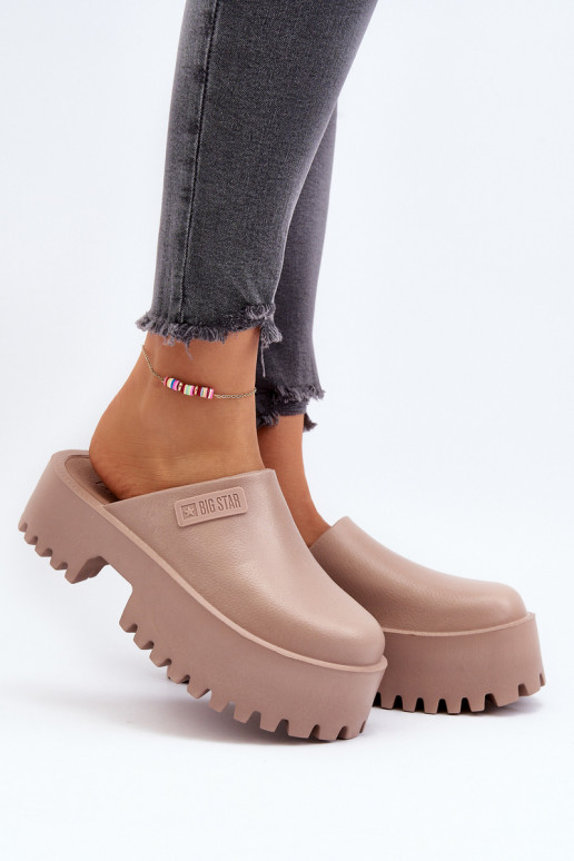 Chaussons à semelles massives tendance Big Star NN274016 beige