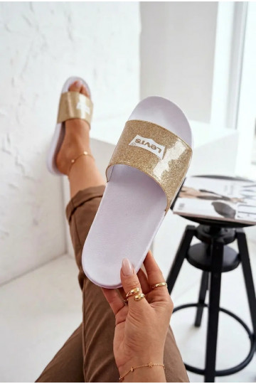 Chaussons jeunes LEVI'S VPOL0251S-3923 couleur or avec brillance 2