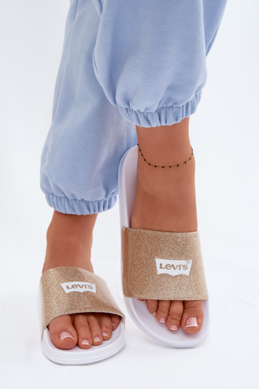 Chaussons jeunes LEVI'S VPOL0251S-3923 couleur or avec brillance