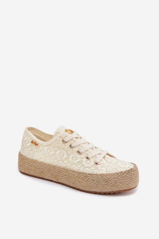 avec des motifs de dentelle chaussures décontractées espadrilles avec une plateforme Lee Cooper LCDANS-26-31-4328 beige