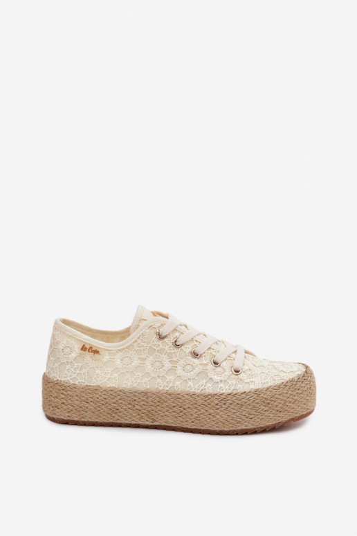 avec des motifs de dentelle chaussures décontractées espadrilles avec une plateforme Lee Cooper LCDANS-26-31-4328 beige