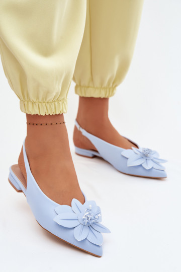 Sandales pour femmes avec des talons largesDekoracyjnym Une fleur couleur bleue Telivette 2